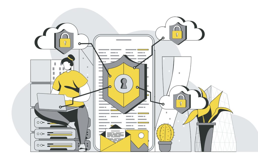 Illustration d’un stockage cloud sécurisé et de la protection des données